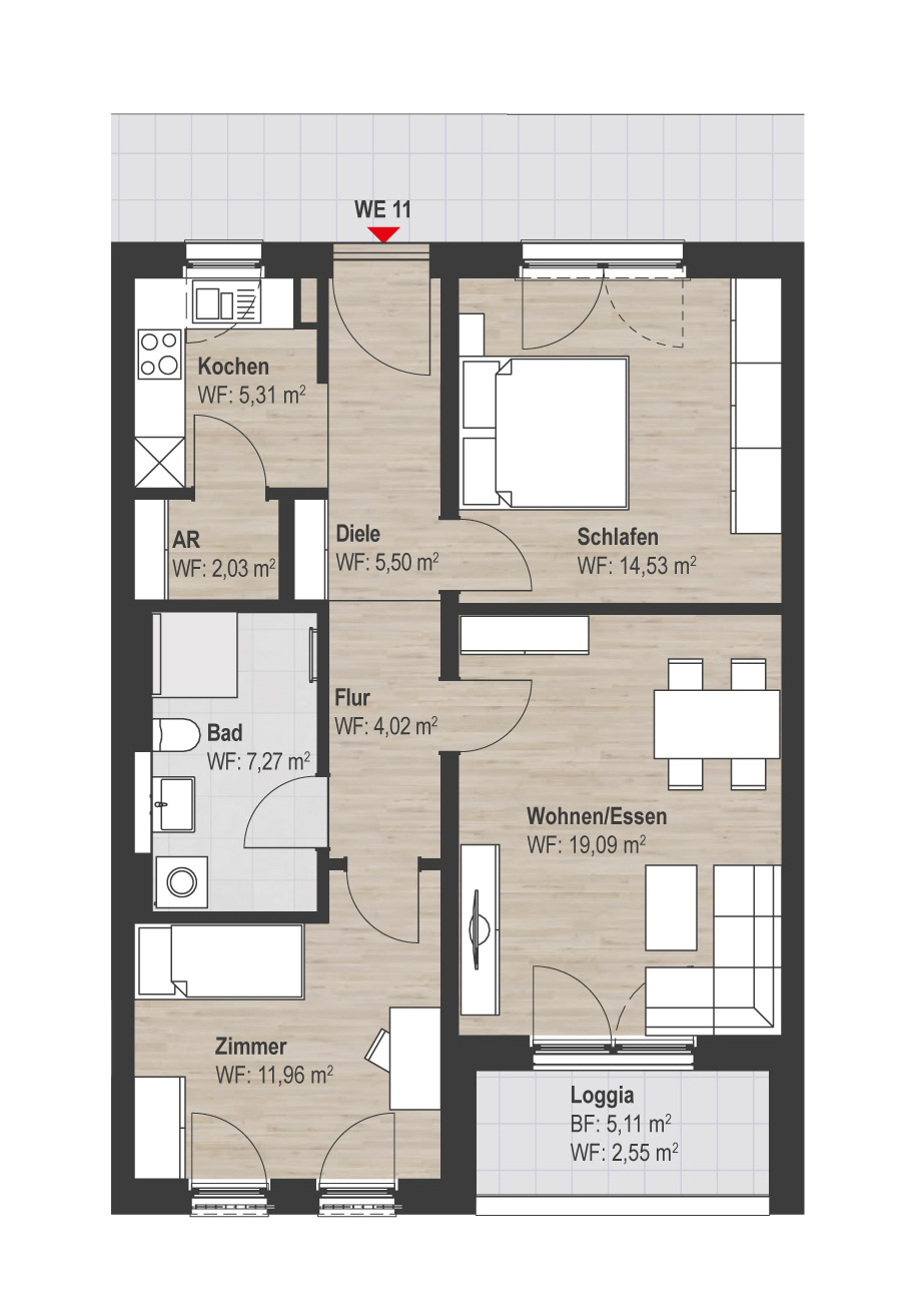 Grundriss WE 11 Parklife Gebersdorf