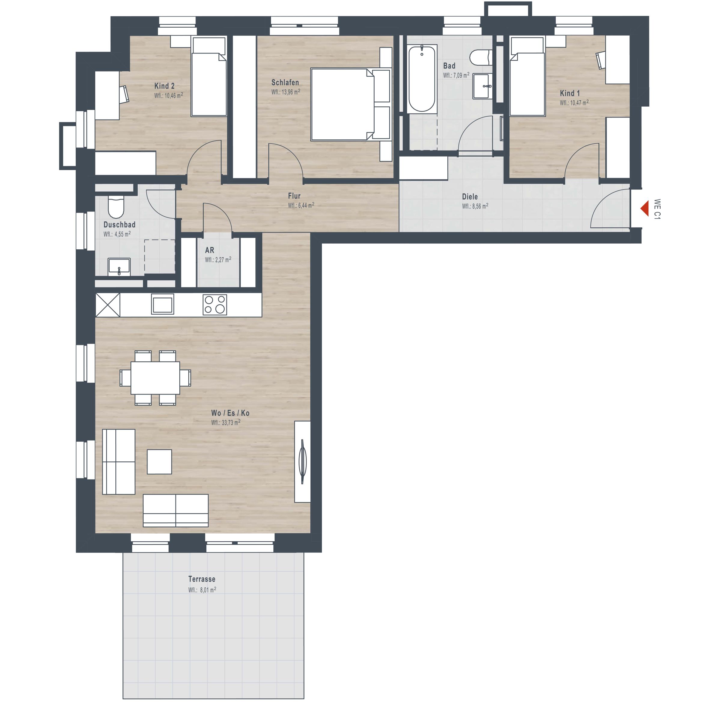 Grundriss WE C01 Gründlacher Gärten