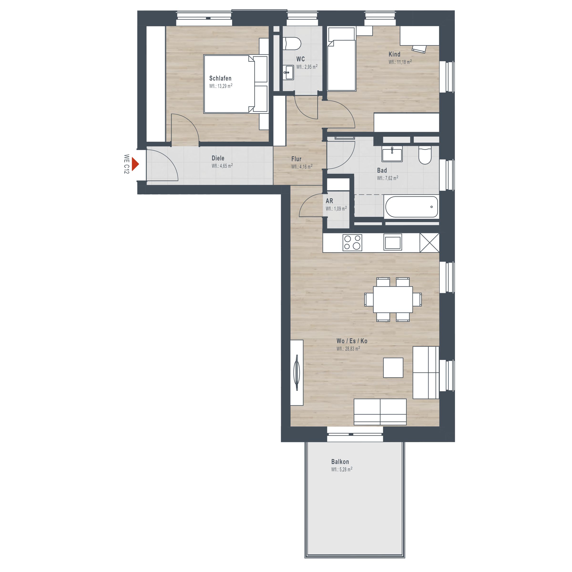 Grundriss WE C12 Gründlacher Gärten
