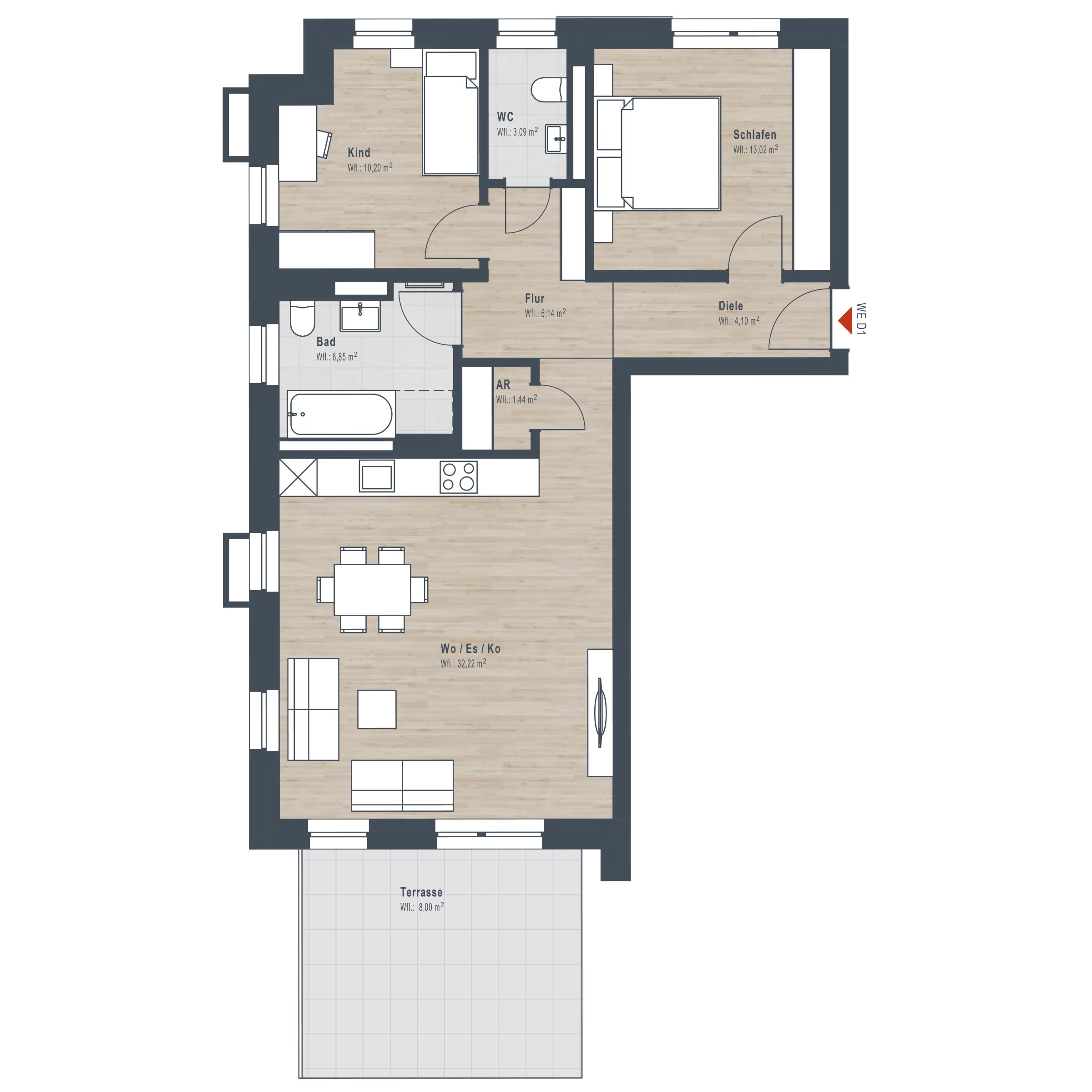 Grundriss WE D01 Gründlacher Gärten