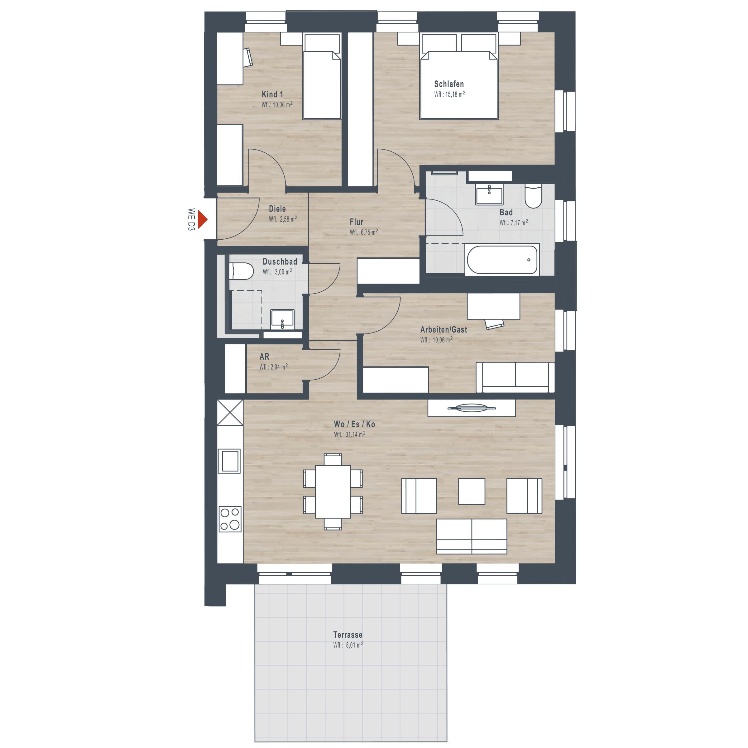 Grundriss WE D03 Gründlacher Gärten