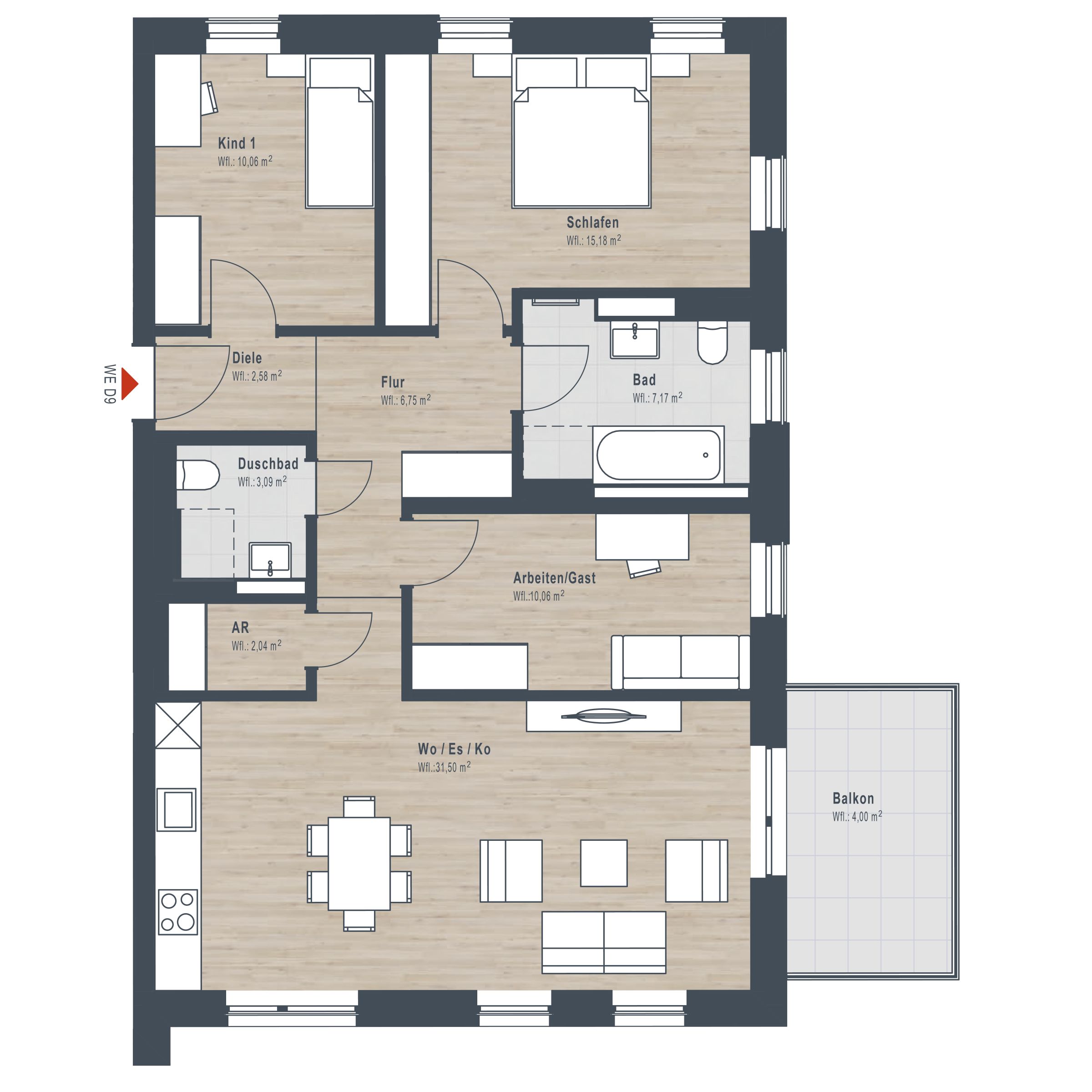 Grundriss WE D09 Gründlacher Gärten